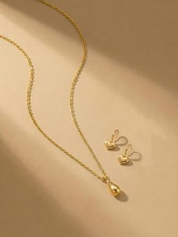 Palmonas - Women Gold Charmed Heart Jewellery Set