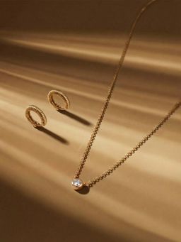 Palmonas - Women Textured Heart Stone Studded Jewellery Set