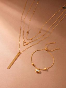 Palmonas - Women White Layered Heart Essence Jewellery Set