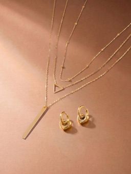 Palmonas - Women Gold Chained Heart In Harmony Jewellery Set