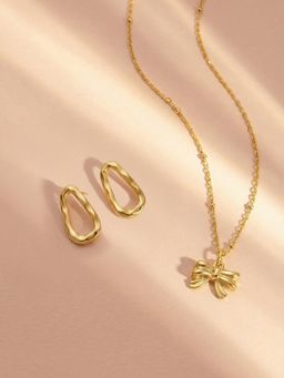 Palmonas - Women Gold Bowed Elegance Jewellery Set