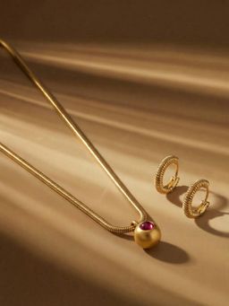 Palmonas - Women Pink Textured Glow Jewellery Set