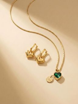 Palmonas - Women Green Serene Lovely Heart Spark Jewellery Set