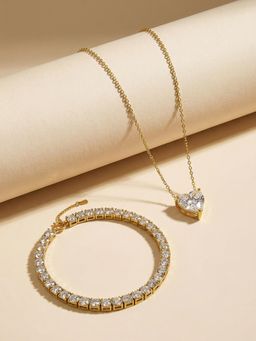 Palmonas - Women Heartfelt Stone Studded Jewellery Set