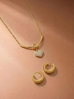 Palmonas - Women Crystal Heart Embrace Jewellery Set