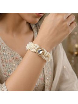 Nuyug - Women Pearl Braided Kundan Bracelet