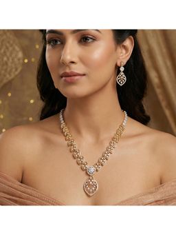 Nuyug - Women Noorie American Diamond Drop Necklace Set