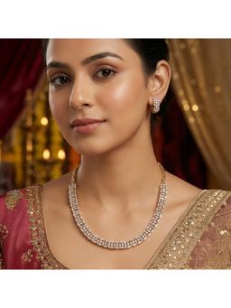 Nuyug - Women Hasli American Diamond Gold Tone Necklace Set