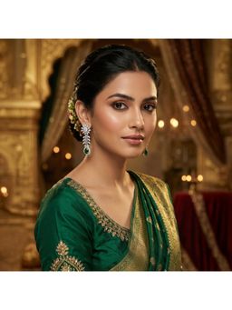 Nuyug - Women Green American Diamond Danglers Earrings