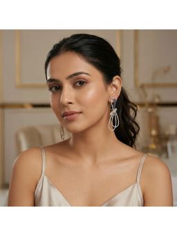 Nuyug - Women Zerin Navy Blue American Diamond Cocktail Drop Earrings