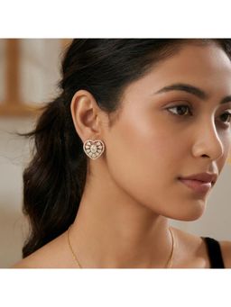 Nuyug - Women Heart Shaped Changeable Stone American Diamond Stud Earrings