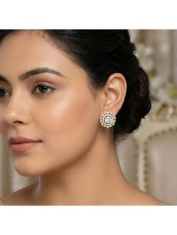 Nuyug - Women Round Shaped Changeable Stone American Diamond Stud Earrings