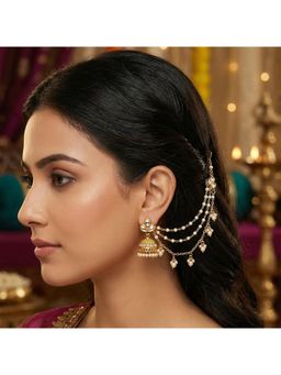 Nuyug - Women Suhani Layered Pearl Kundan Drops Ear Chain