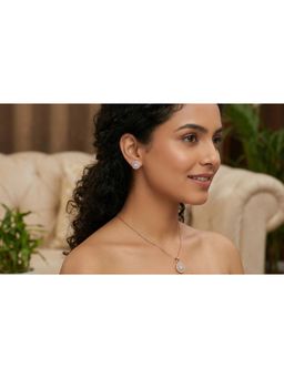 Nuyug - Women Rose Gold Plated Classic American Diamond Necklace Set