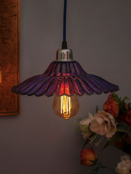 Homesake - Industrial Vintage E27 Glass Pendant Purple
