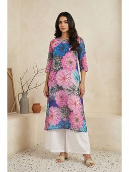 Aurelia - Women Multicolor Bold Floral Printed Straight Kurta