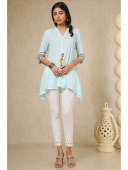 Soch - Women White Viscose Blend Floral Embroidered Pant