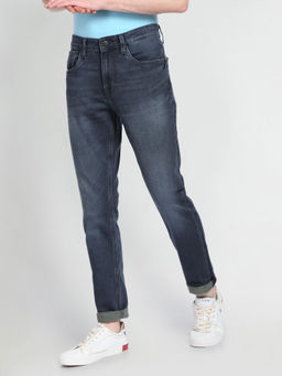 U.S. POLO ASSN. - Men Navy Blue Brandon Slim Tapered Fit Mid Rise Jeans