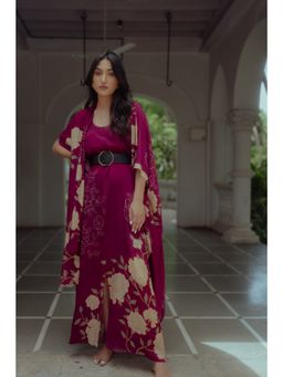 Paulmi & Harsh - Grape Print Slit Maxi (Set of 3)