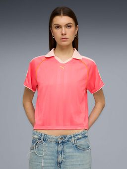 Puma - Pink Stripes Relaxed Polo T-Shirt