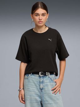 Puma - Black Solid Relaxed T-Shirt