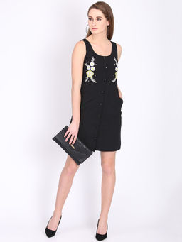 Dodo & Moa - Women Floral Black Dress