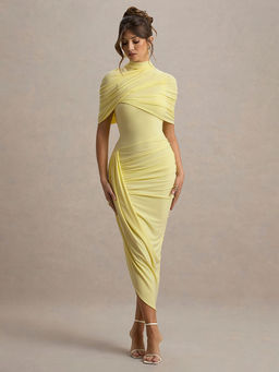 Miakee - Yellow Deardorff Midi Dress with Cape