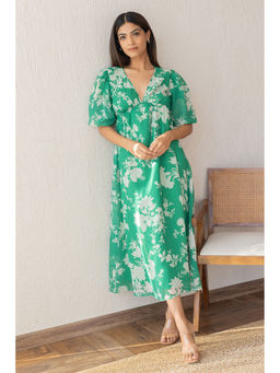 Polago Clothing - Seafoam Green Floral Midi Dress