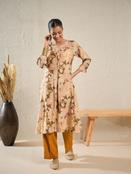 STADO - Coffee Printed Kurta with Pant (Set of 2)