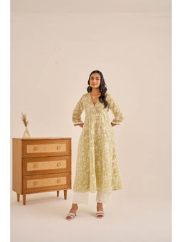 Alaya by Stage3 - Meher Green Embroidered Anarkali Kurta with Pant (Set of 2)