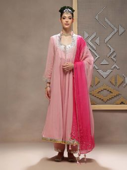 Kyra by Bhavna - Pink Bare Blush Anarkali with Pant and Dupatta