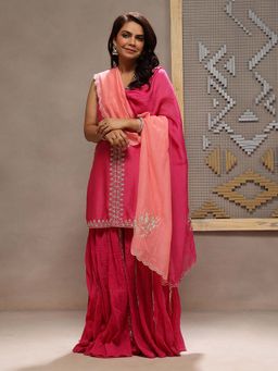 Kyra by Bhavna - Fiori Pink Kurta with Sharara and Dupatta