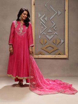 Kyra by Bhavna - Wild Rose Pink Kurta with Pant and Dupatta