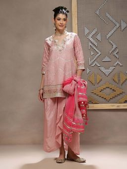 Kyra by Bhavna - Pink Bloom Hexa Kurta with Skirt and Dupatta