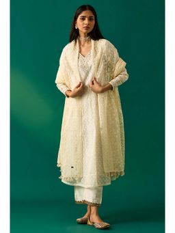 WISHFUL by W - Off White Off-White Embroidered Kurta with Pant and Dupatta