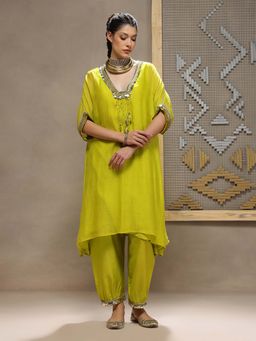 Kyra by Bhavna - Green Zanib Kurta with Pant