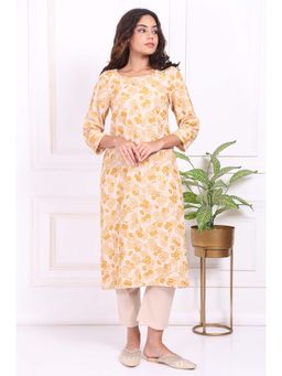 W - Yellow Floral Straight Kurta with Pant