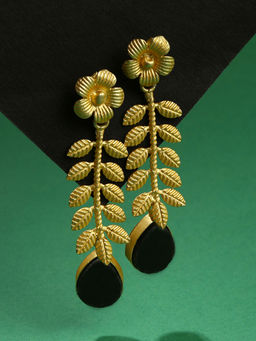 Sohi - Gold Plated Leaf Earrings