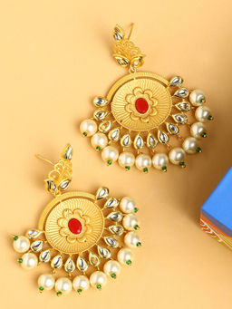 Sohi - White Crescent Shaped Plated Earrings