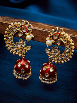 Sohi - Peacock Shaped Kundan Drop Earring