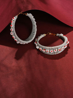 Sohi - Gold Plated Beaded Hoop Earring