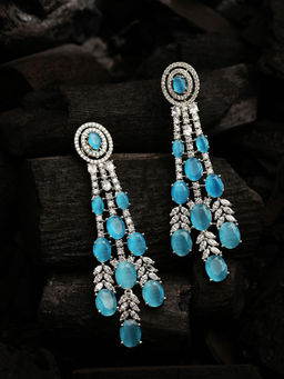 Sohi - Silver Plated Designer Stone Drop Earring