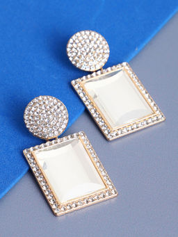 Sohi - Gold Plated Rhinestones Drop Earrings