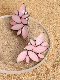 Sohi - Pink Stone Flower Stud Earrings