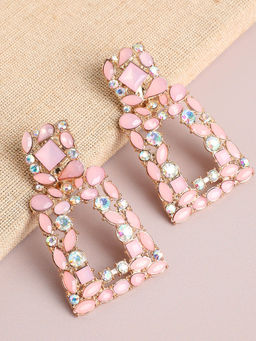 Sohi - Pink Stone Designer Drop Earrings