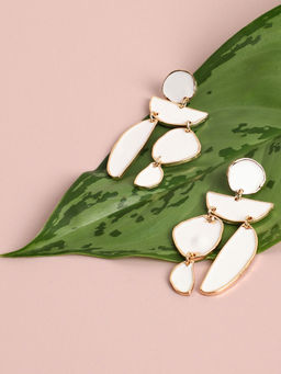 Sohi - White Contemporary Designer Drop Earrings