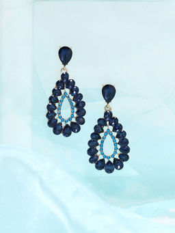 Sohi - Women Gold Plated Blue Stones Drop Earring