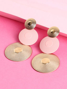 Sohi - Gold Plated Pink Drop Earrings