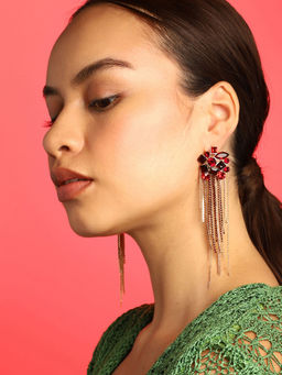 Sohi - Multi-Color Gold Plated Dangler Earrings