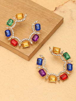 Sohi - Multi-Color Stones Stud Earrings